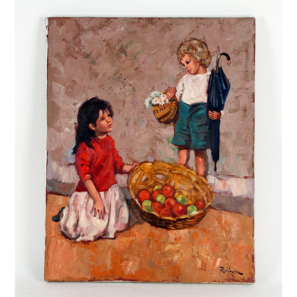 "Untitled" Children by Robierre, Oil Painting on Canvas, 20x16