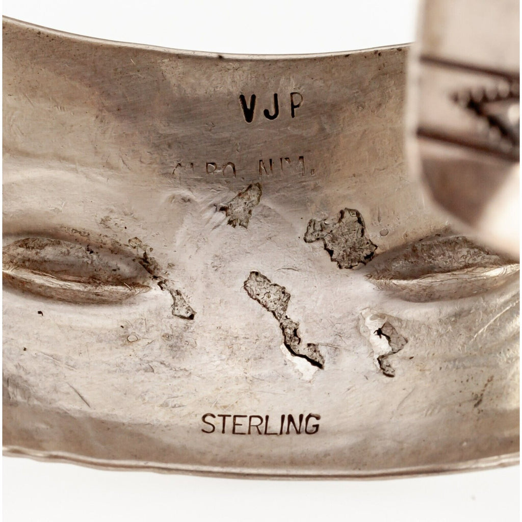 Navajo Vincent J. Platero Stamp Design Sterling Silver Cuff Bracelet, 32mm Wide
