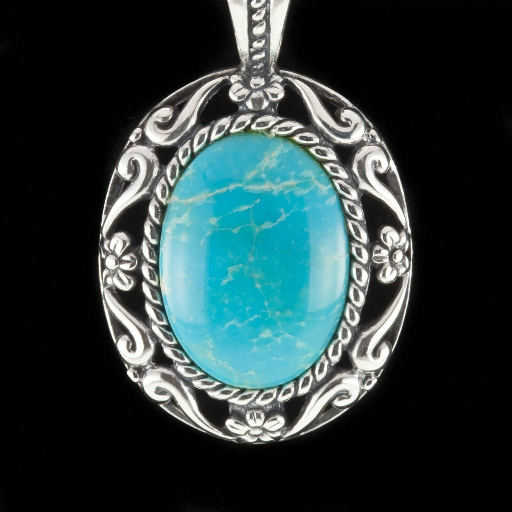 Carolyn Pollack Sterling Silver Oval Turquoise Pendant 7.2gr
