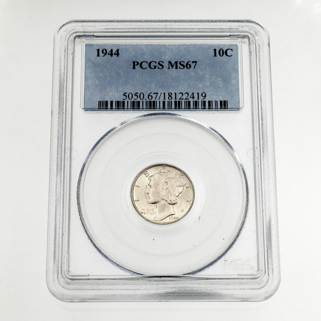 1944 10C Mercury Dime Graded by PCGS as MS-67