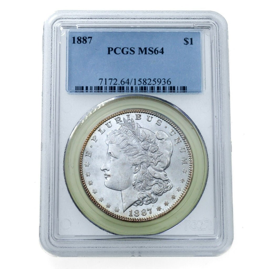 1887 $1 Silver Morgan Dollar Graded by PCGS as MS-64! Great Morgan!