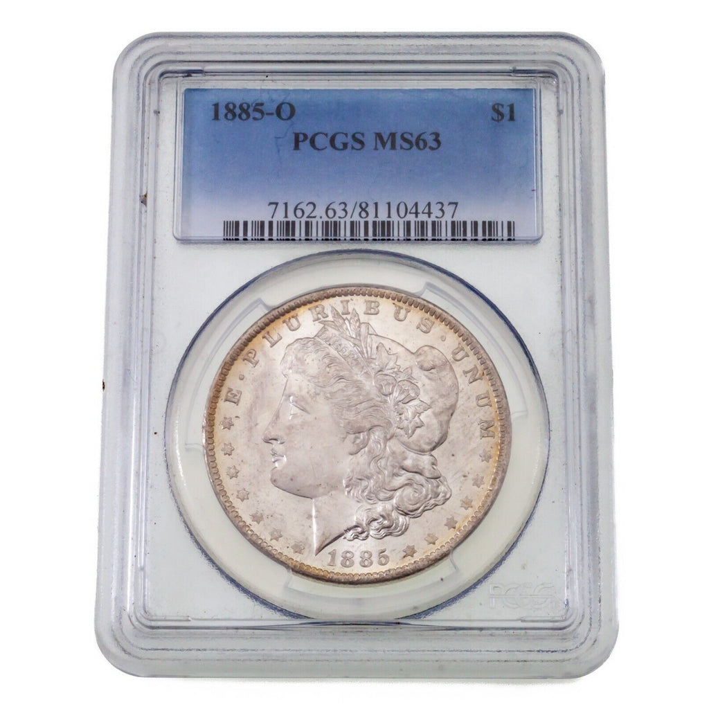 1885-O $1 Silver Morgan Dollar Graded by PCGS as MS-63