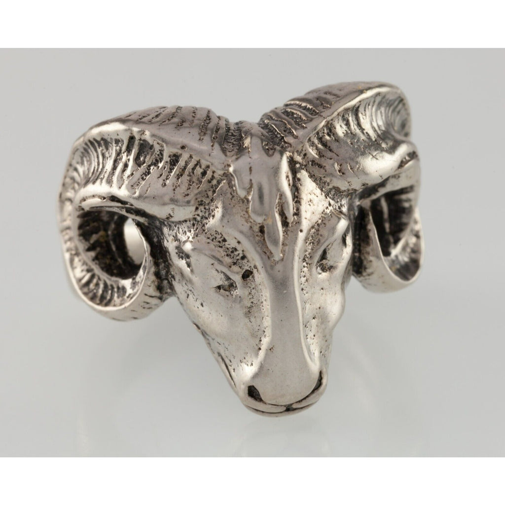 Ram Head Sterling Silver Ring Size 9