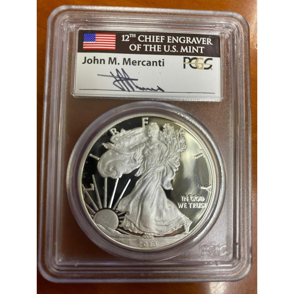 2013-W S$1 Silver American Eagle Proof Graded by PCGS as PR70DCAM Mercanti