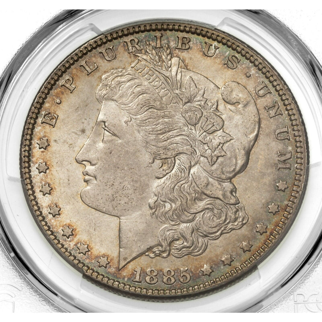 1885 $1 Silver Morgan Dollar Graded By PCGS As MS63 Gorgeous Coin!