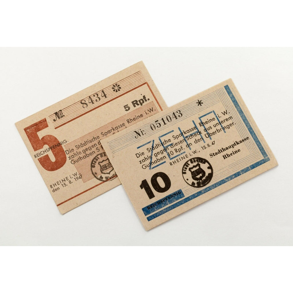 1947 Germany 5 Pfennig & 10 Pfennig Notes Lot. Uncirculated. State Savings Bank.