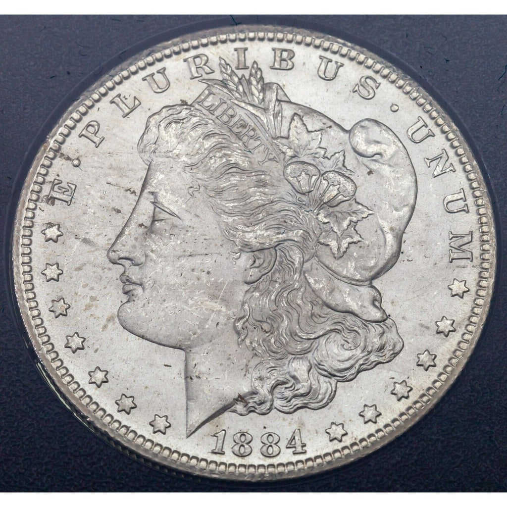 1884-CC $1 GSA Uncirculated Silver Morgan Dollar w/ Box and CoA, Great!