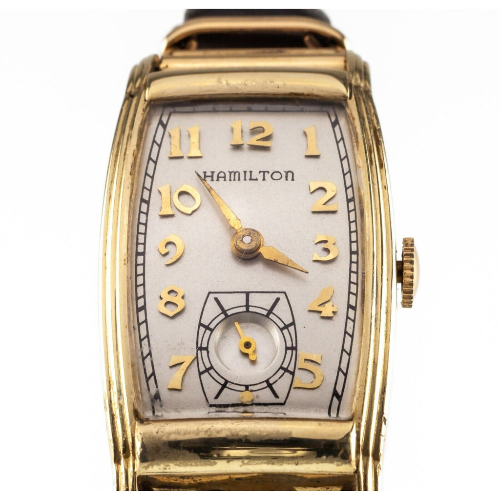 Hamilton 14k Gold Tonneau Hand-Winding w/ Allan Adler Modernist 10k Gold Band