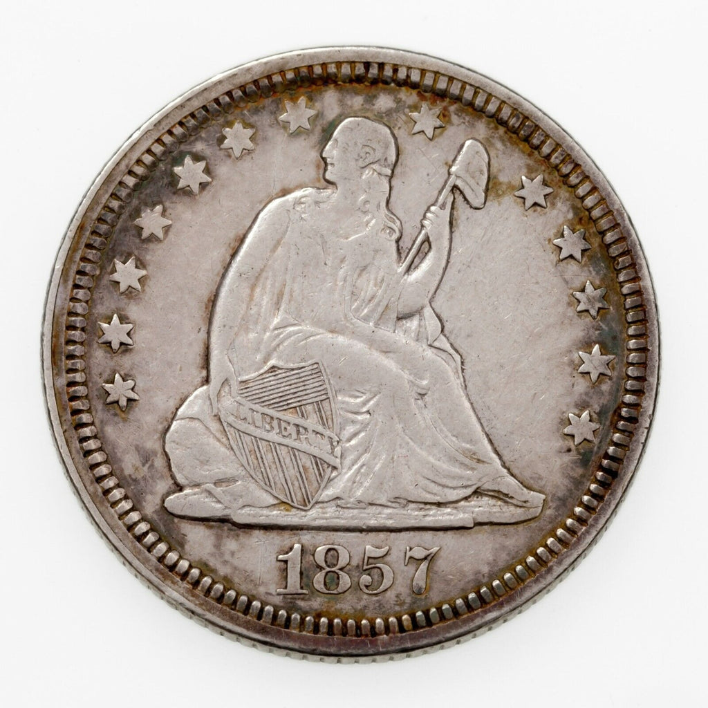 1857 25C Seated Liberty Quarter in XF Condition, Nice Rim Toning