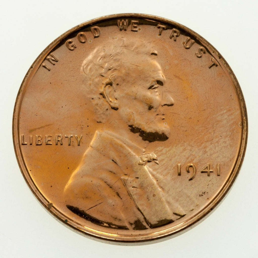 1941 1C Lincoln Wheat Cent Proof in Choice BU Condition, Red Color