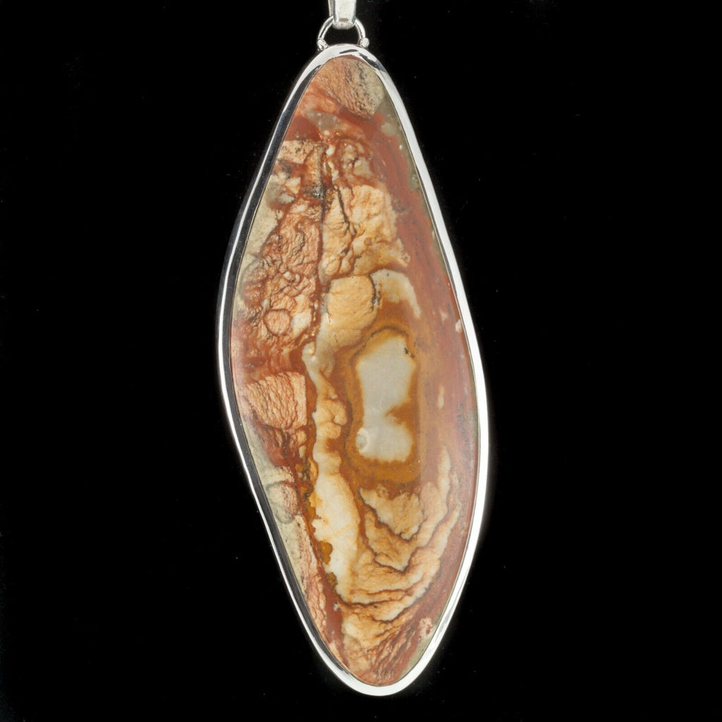 Beautiful Brown Agate Sterling Silver Pendant 49.3 gr 110 mm Tall