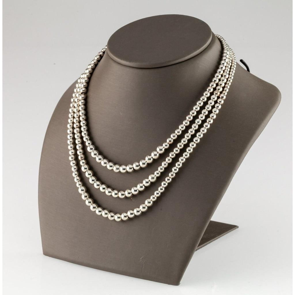 Sterling Silver Three Graduated Ball Chain Necklace 18"