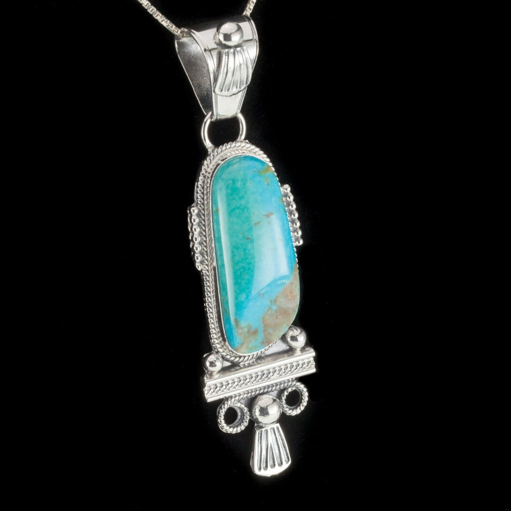 Amazing Running Bear Turquoise Sterling Silver Pendant 82 mm Long