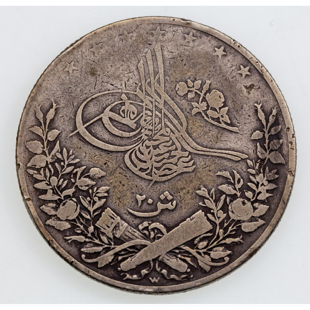 1293/20 Egypt 20 Qirsh Silver Coin in Very Fine Condition KM 296
