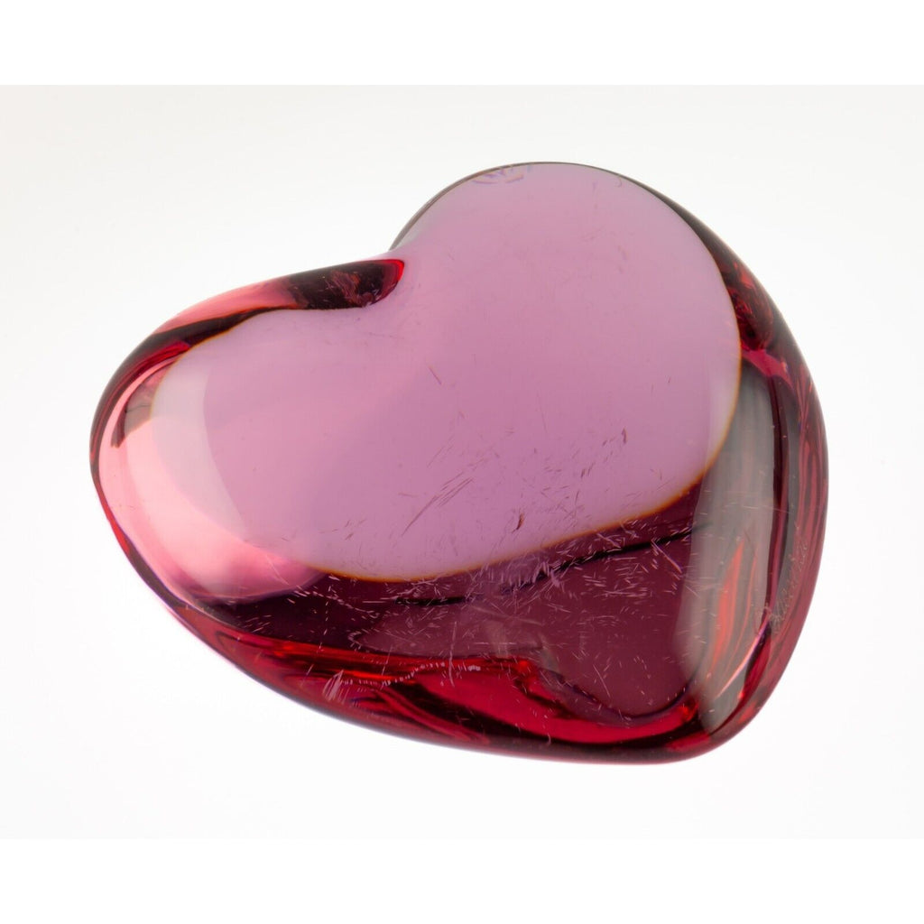Baccarat Pink Puffy Crystal Heart Paperweight 3"