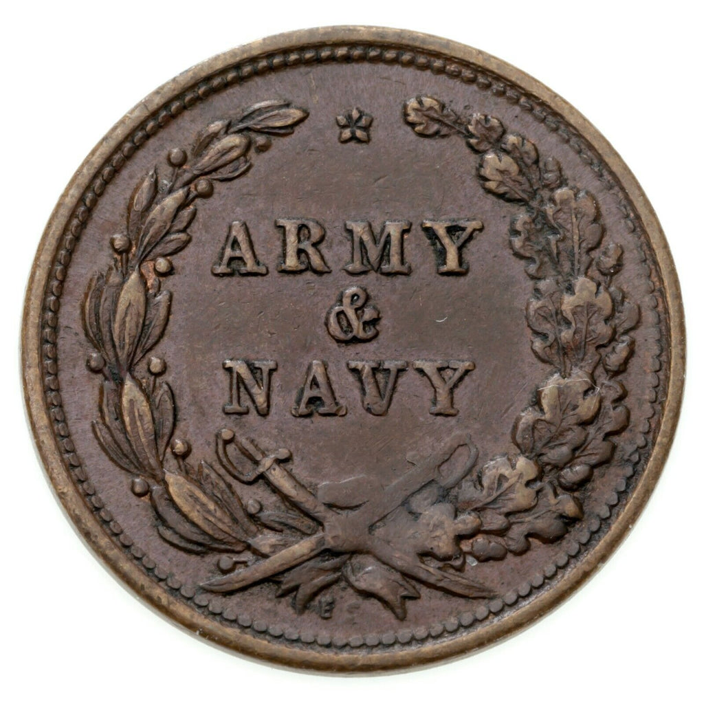 1863 Civil War Token ARMY & NAVY F-91/303, AU Condition
