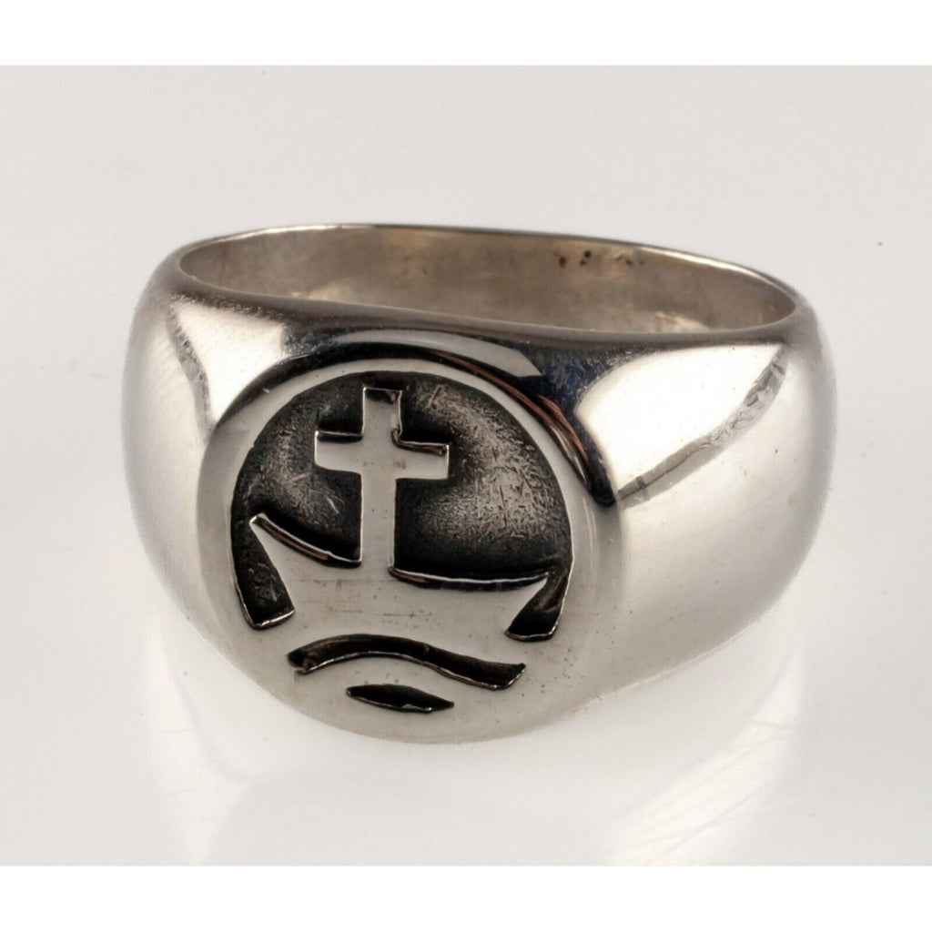 James Avery Barque of St Peter Sterling Silver Wide Band Ring 14 mm, Sz 10.50