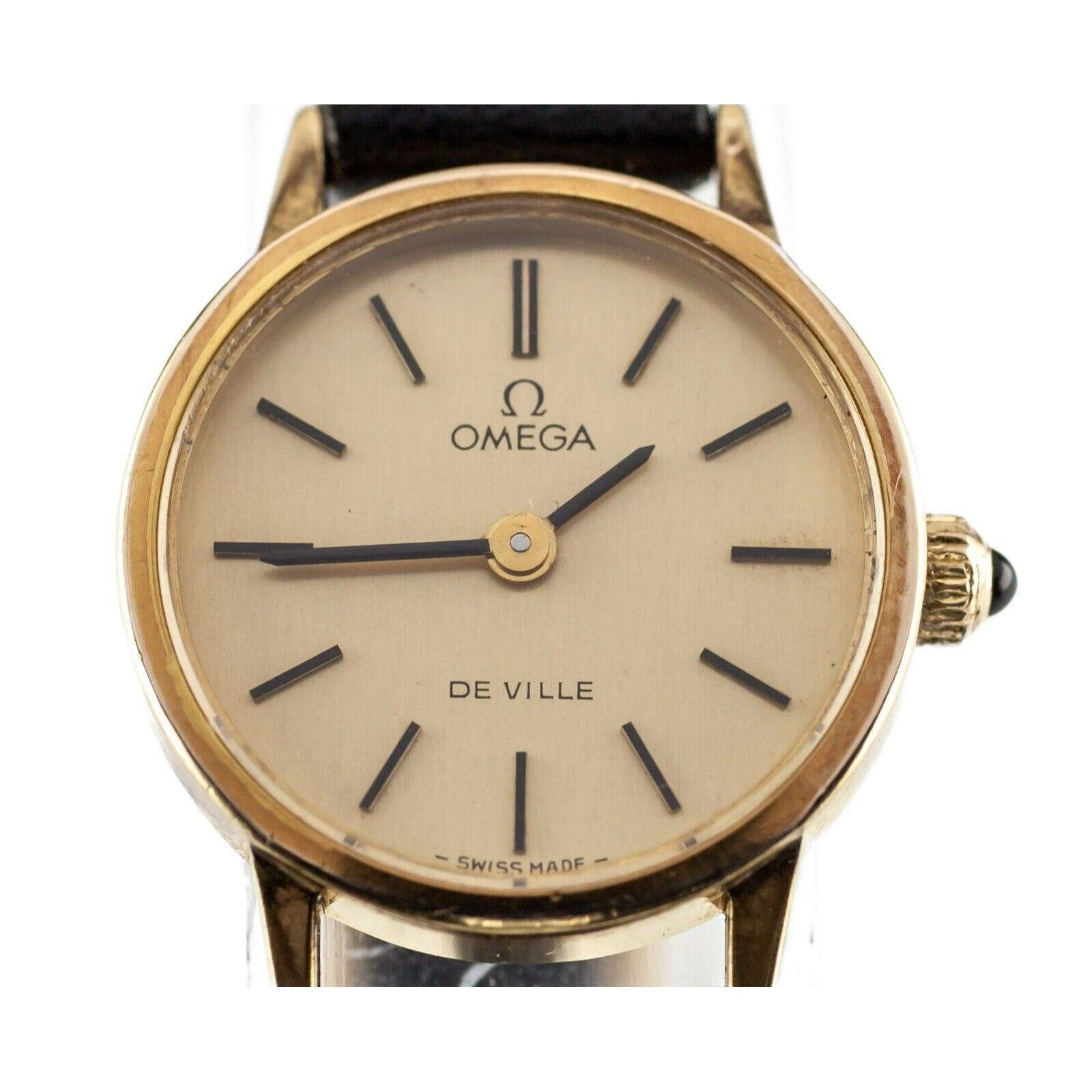 Omega Women's Gold-Plated Deville Hand-Winding Watch w/ Leather