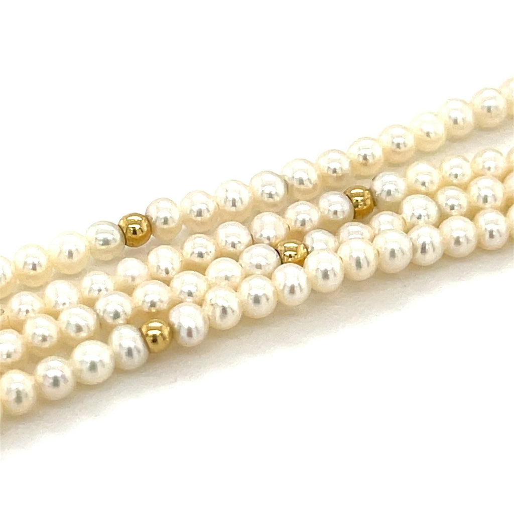 18K Yellow Gold Seed Pearl Tassel Pendant Enhancer 0.50 CT Diamonds 30” Strand