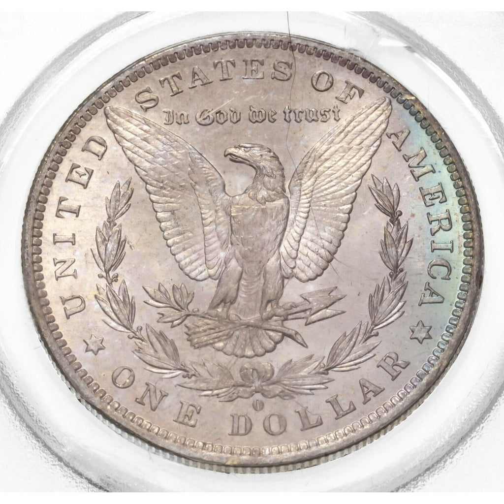 1884-O $1 Silver Morgan Dollar Graded by PCGS as MS63 Old Label Cool Toning!