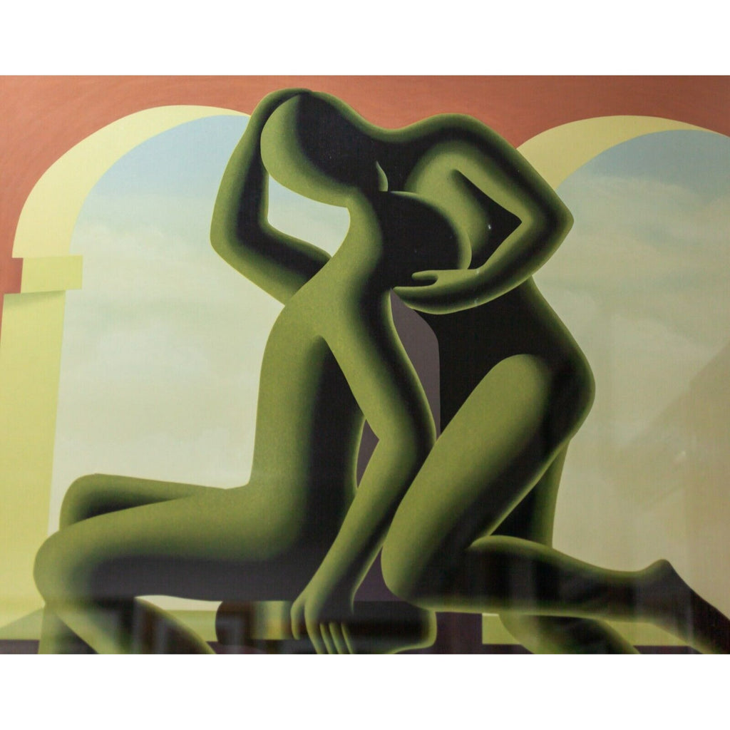 "The Kiss" by Mark Kostabi 1995 Framed Serigraph Trial Proof 28/60