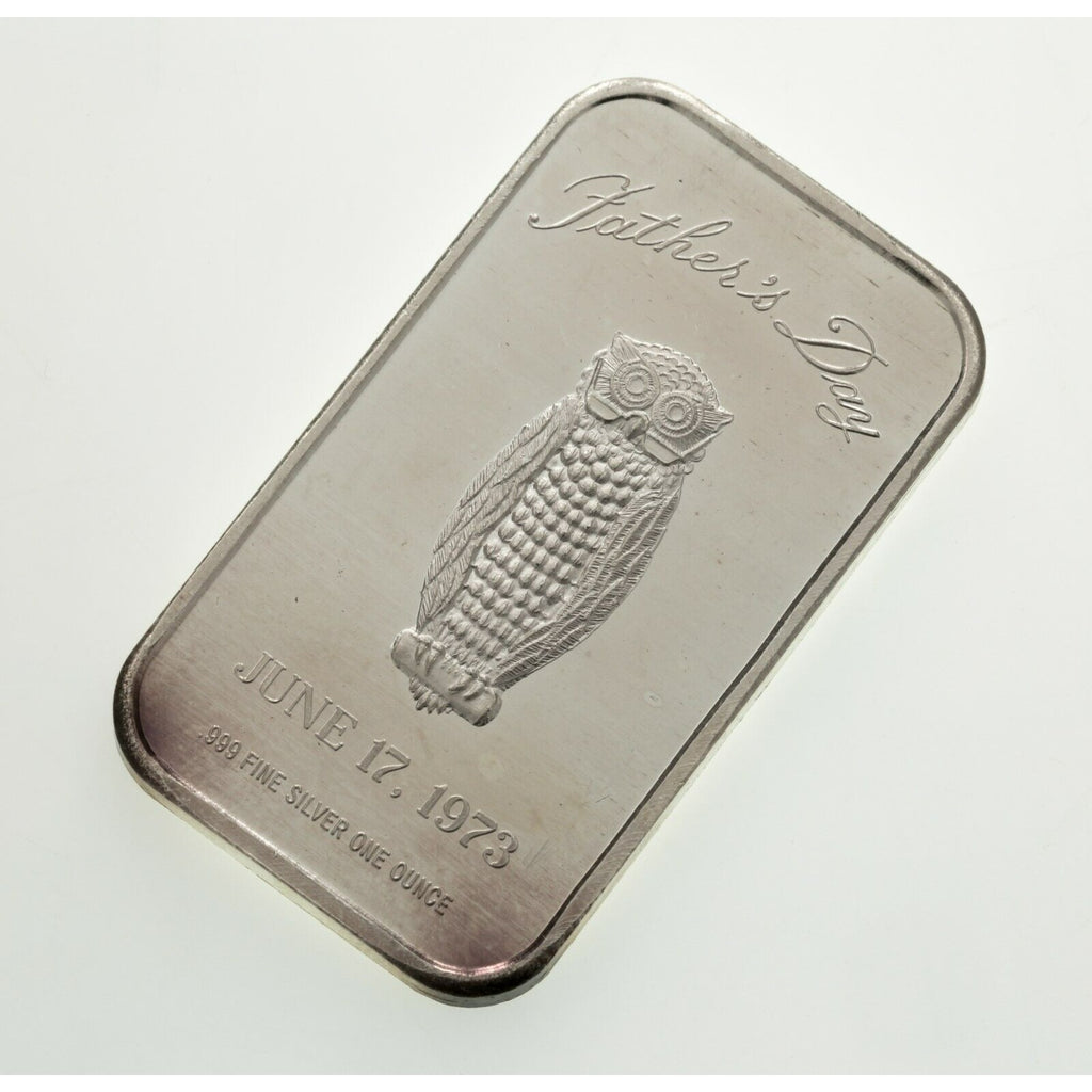 1973 FATHER’S DAY Silver Art Bar By MADISON Mint 1 oz. Pure (OWL)