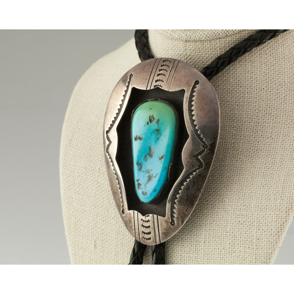 Aaron Chischiligi Navajo Sterling Silver & Turquoise Bolo Tie