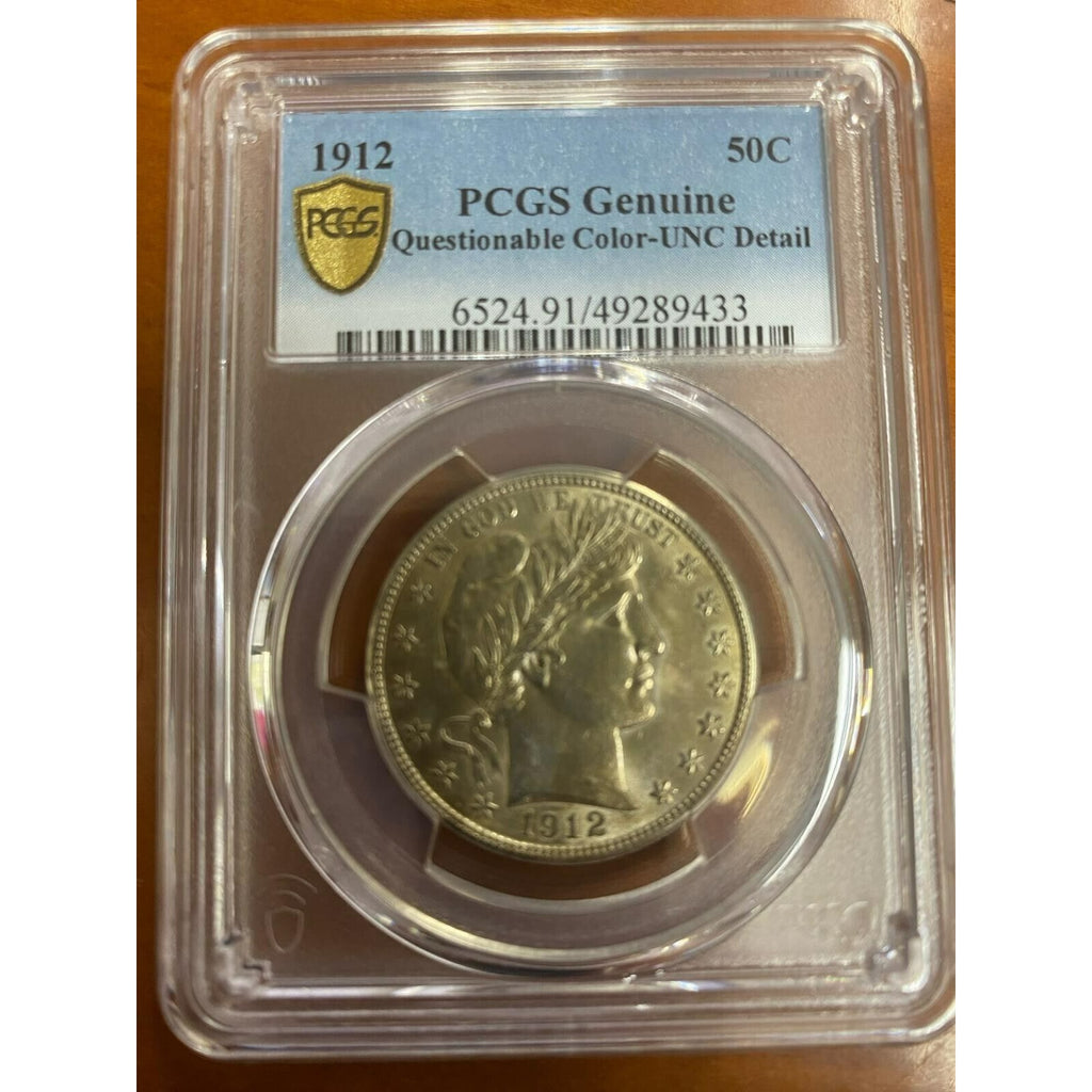 1912 50C Barber Half Dollar Graded by PCGS as UNC Detail Incredible Strike!