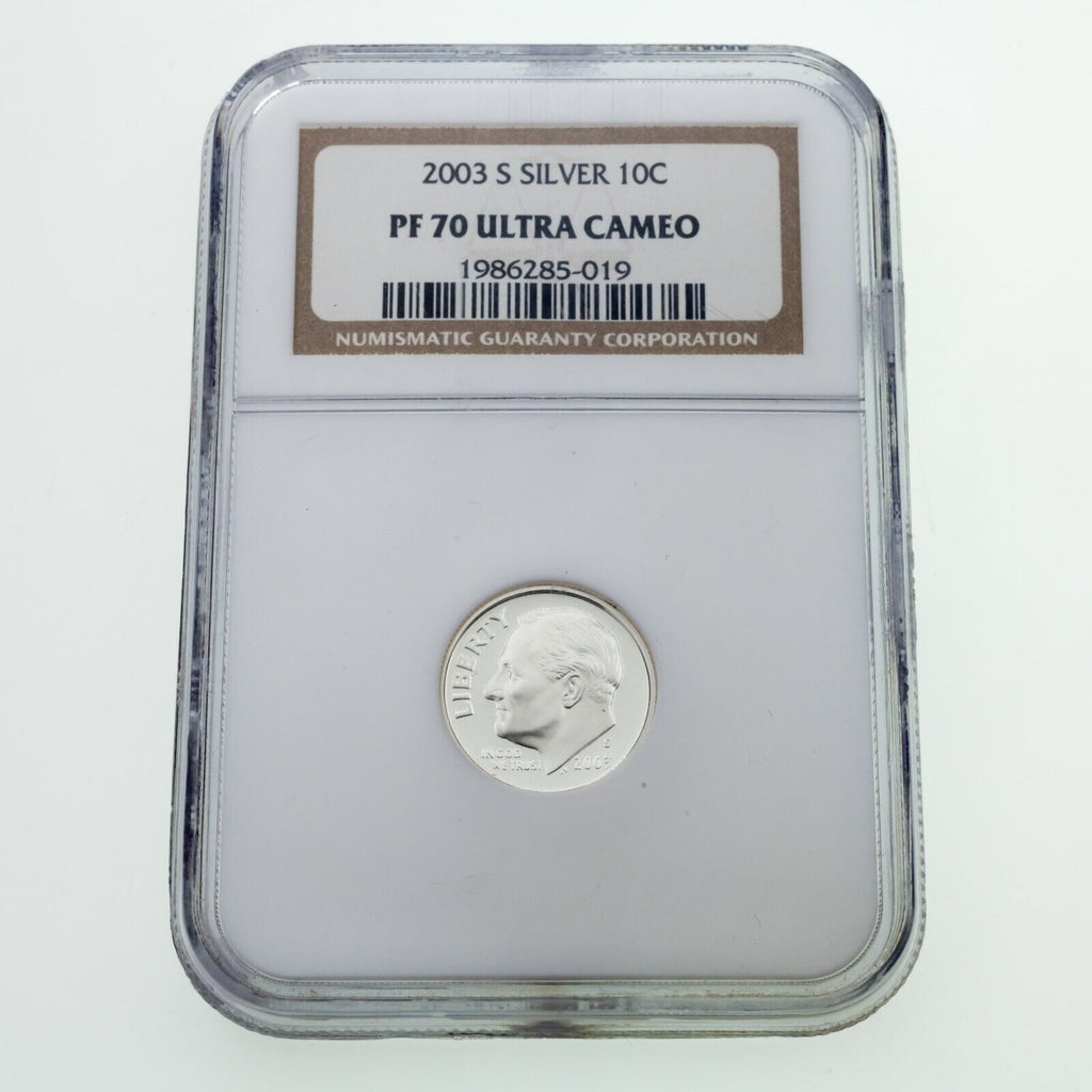 2003-S Silver 10C Dime Graded by NGC as PF70 Ultra Cameo