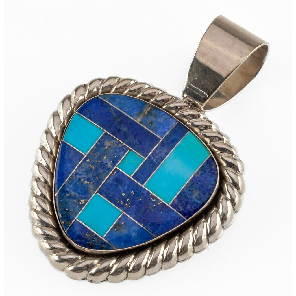 Carolyn Pollack Sterling Silver Turquoise & Lapis Inlay Pendant 13.3gr