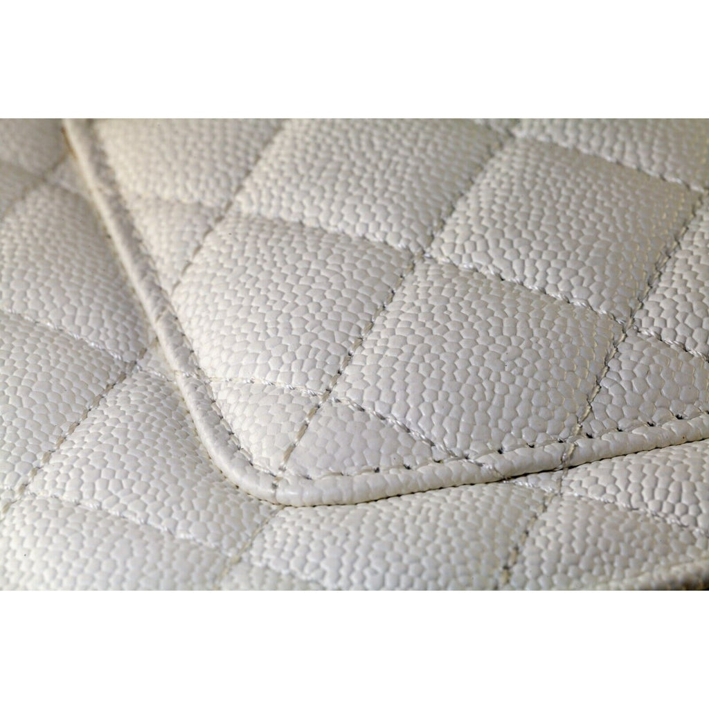 Chanel Quilted White Caviar Pick Me Up Vanity Case Gorgeous Condition!