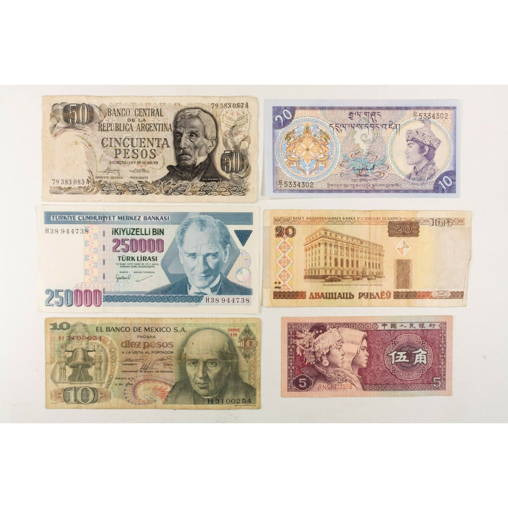 World Notes. Miscellaneous Europe, Asia, Central & South America. 50 Note Lot.
