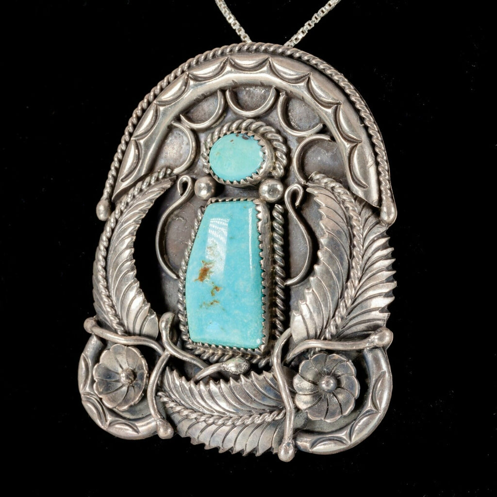 Thomas J. Navajo Sterling Silver Turquoise Pendant 46gr.