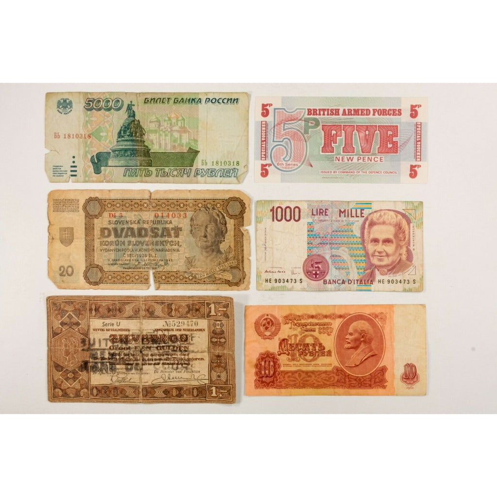 Europe, Asia, Central & South America Notes. 65 Note Lot. Various Conditions