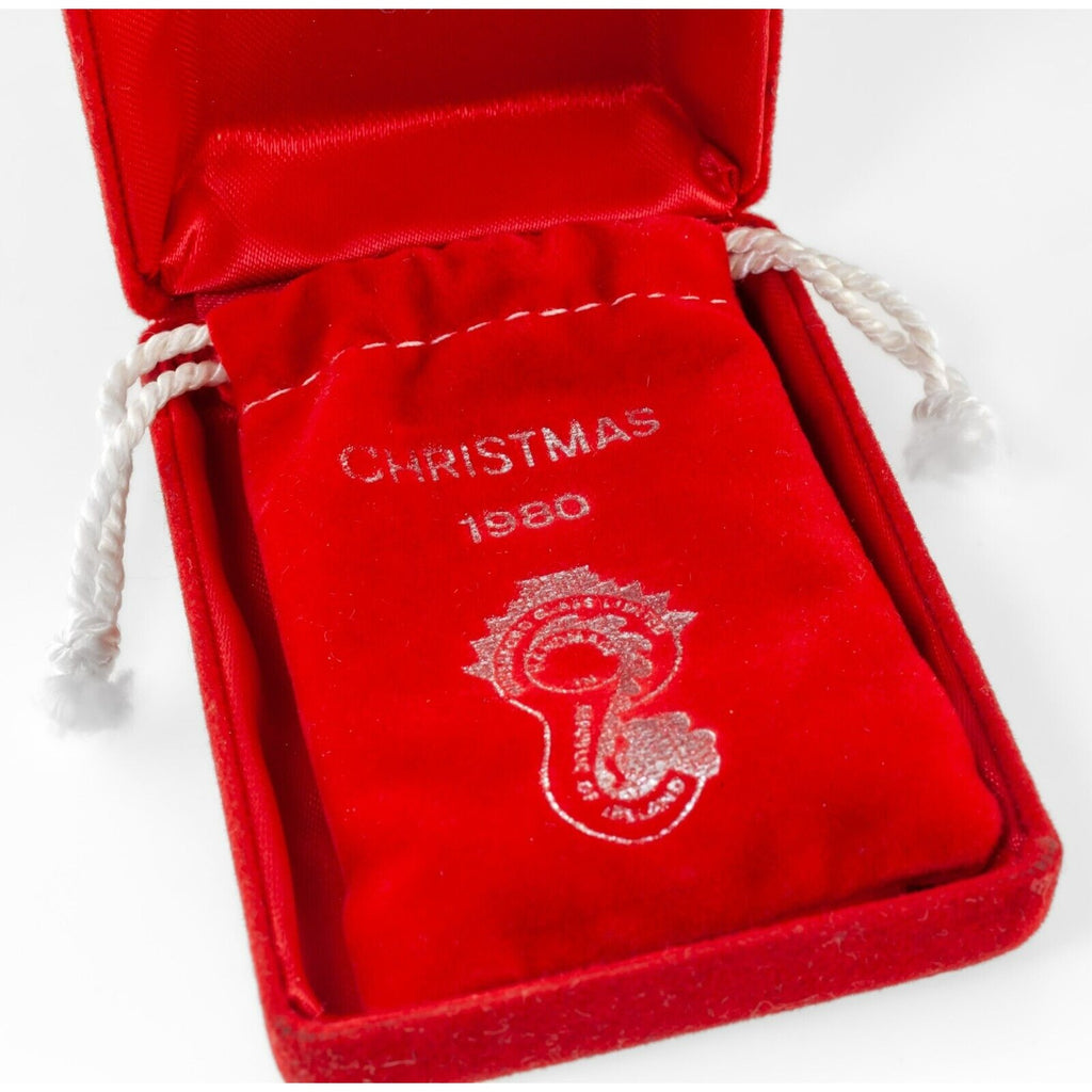 1980 Waterford Christmas Ornament with Original Velvet Box and Pouch