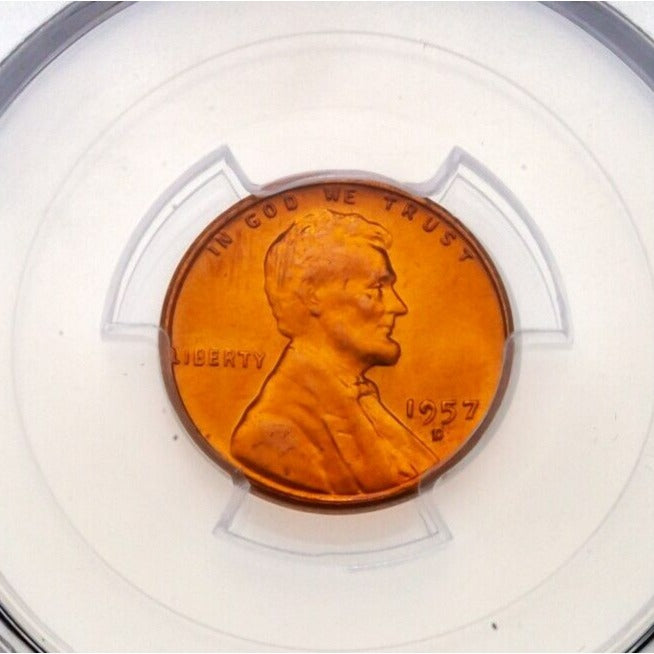 1957-D 1C Lincoln Cent Graded by PCGS as MS66RD