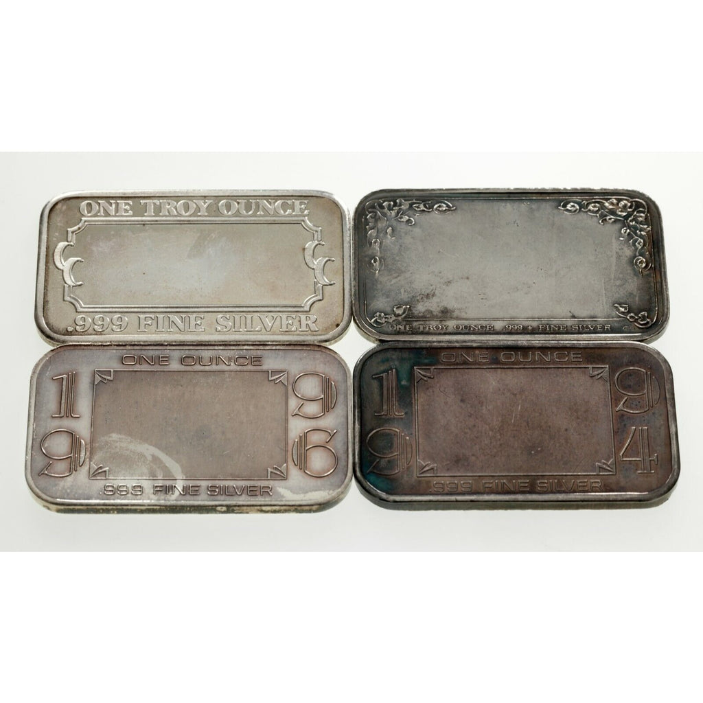 1984-96 Happy Birthday 1 oz Silver Art Bars Collection of 4 Bars