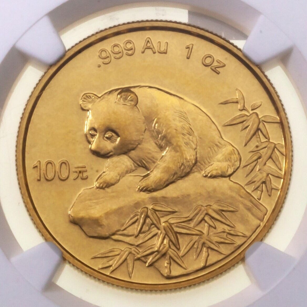 1999 China G100Y 1 Oz. .999 Gold Panda Small Date Graded by NGC as MS67