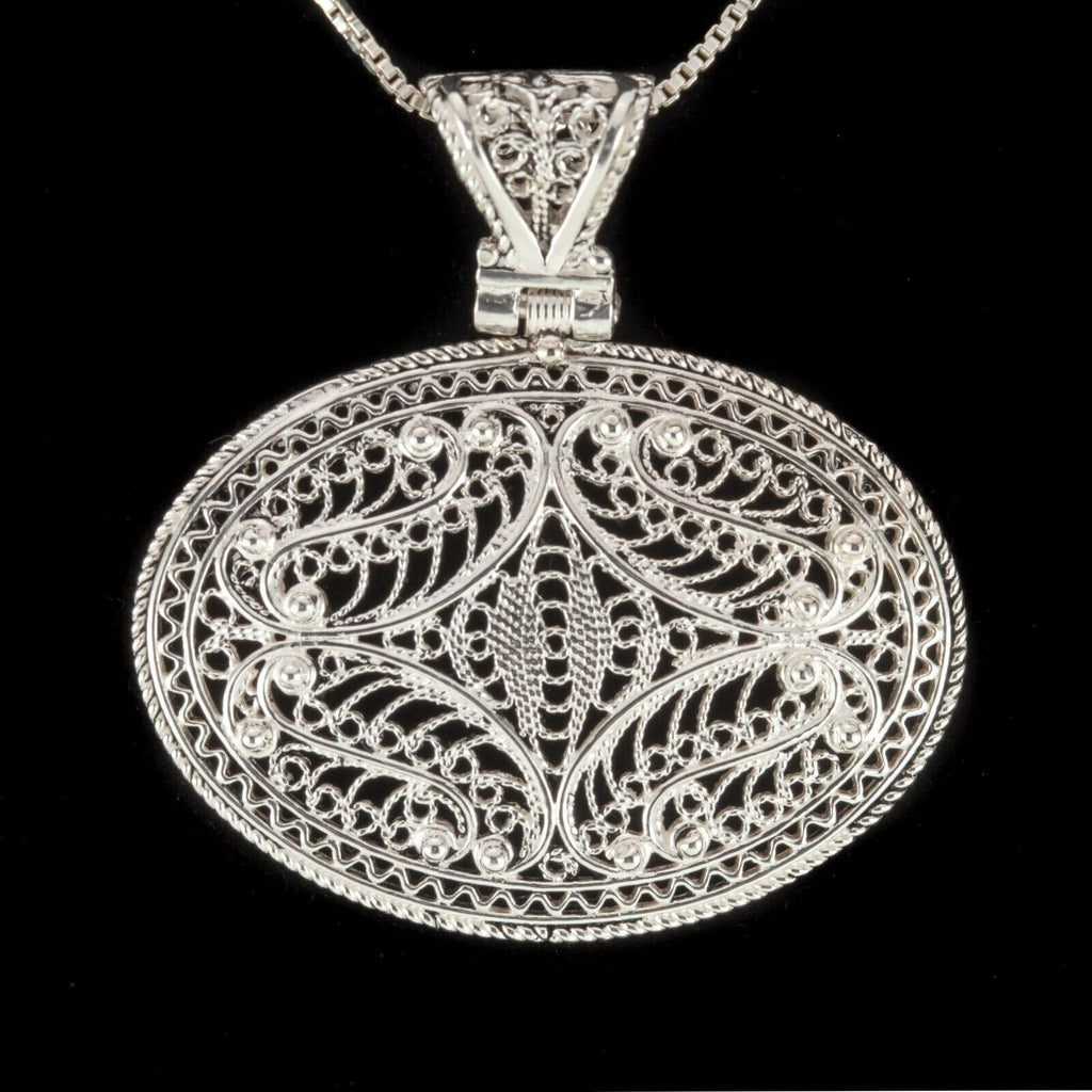 Gorgeous Filigree Sterling Silver Pendant 44 mm Wide!