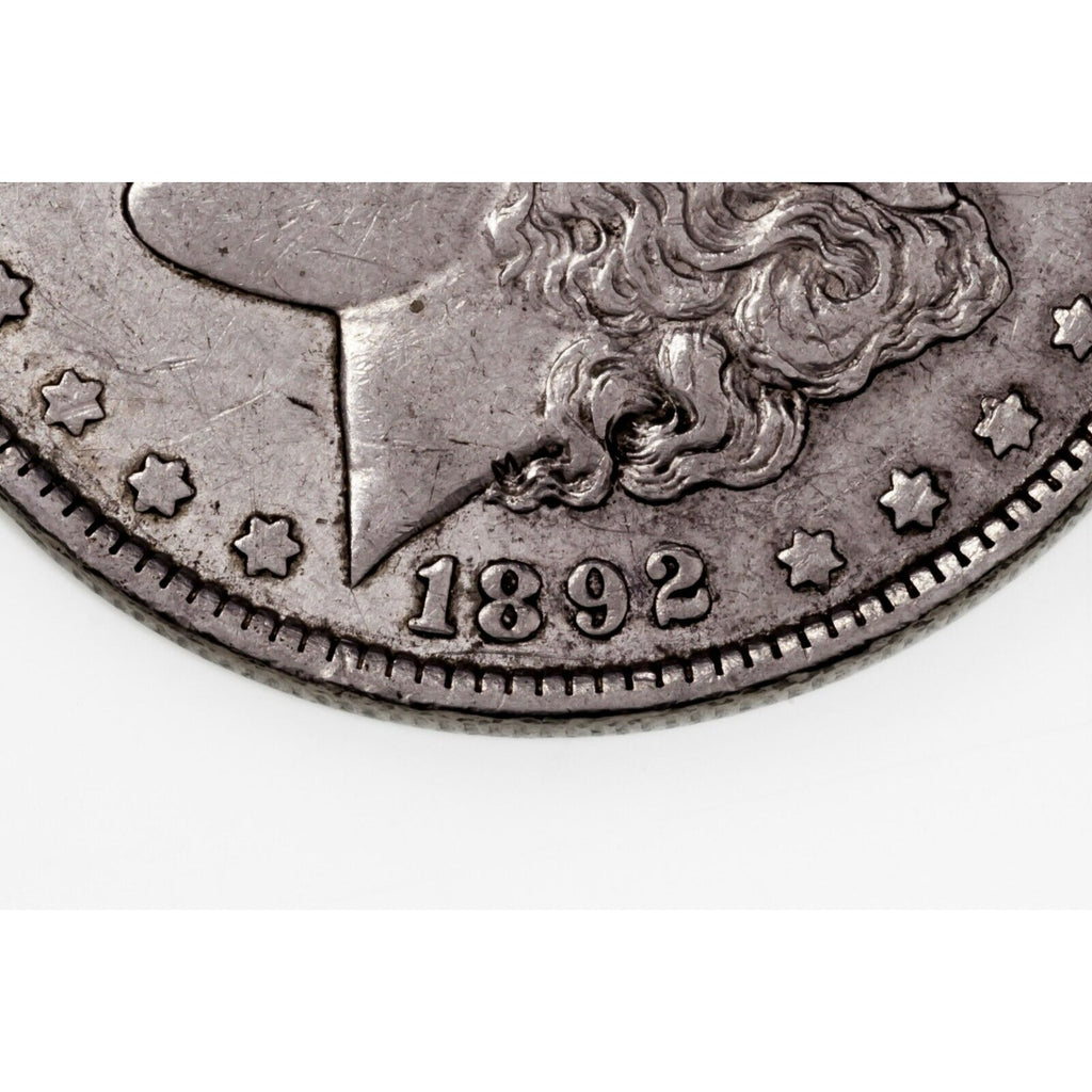 1892 $1 Silver Morgan Dollar in XF Condition, Light Gray Color, Some Luster