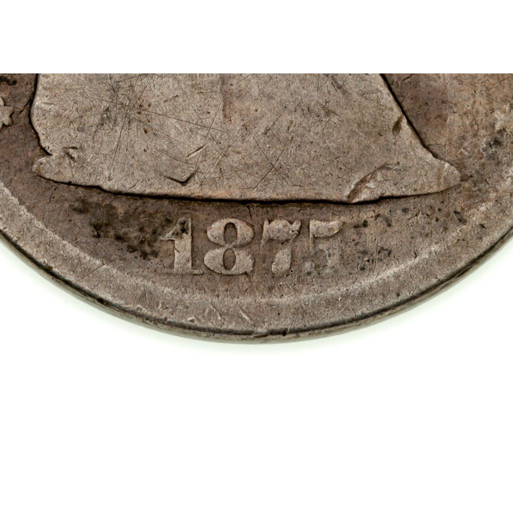 1875-S 20C Silver Piece, Good Condition, Full Rims on Both SIdes, Natural Color