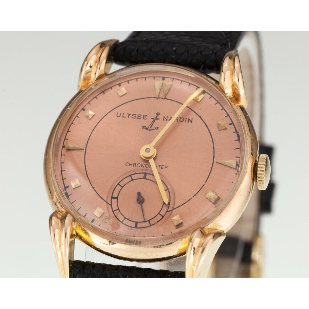 Ulysses Nardin 18k Rose Gold Chronometer Manual Wind Watch w/ Leather Band