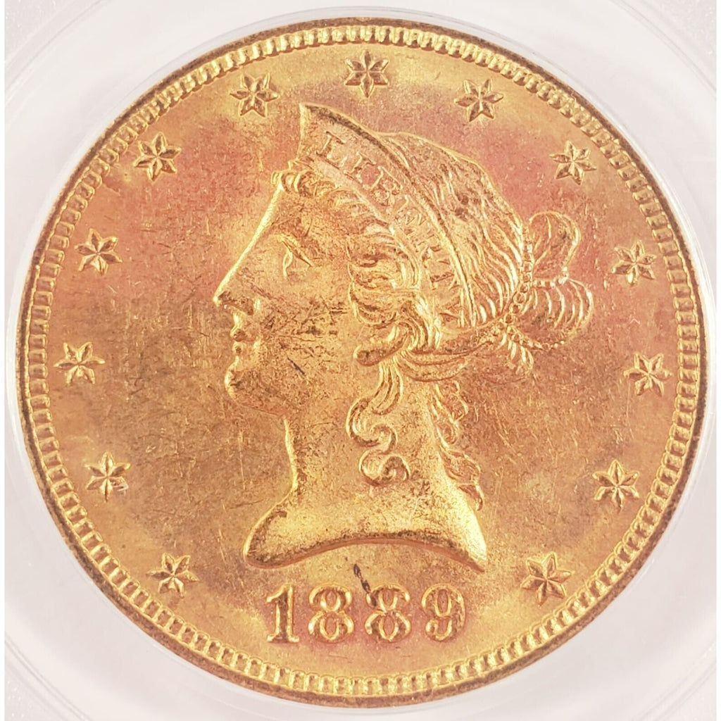 1889-S $10 Gold Liberty Eagle Graded by PCGS as MS-63! Gorgeous Early US Gold!