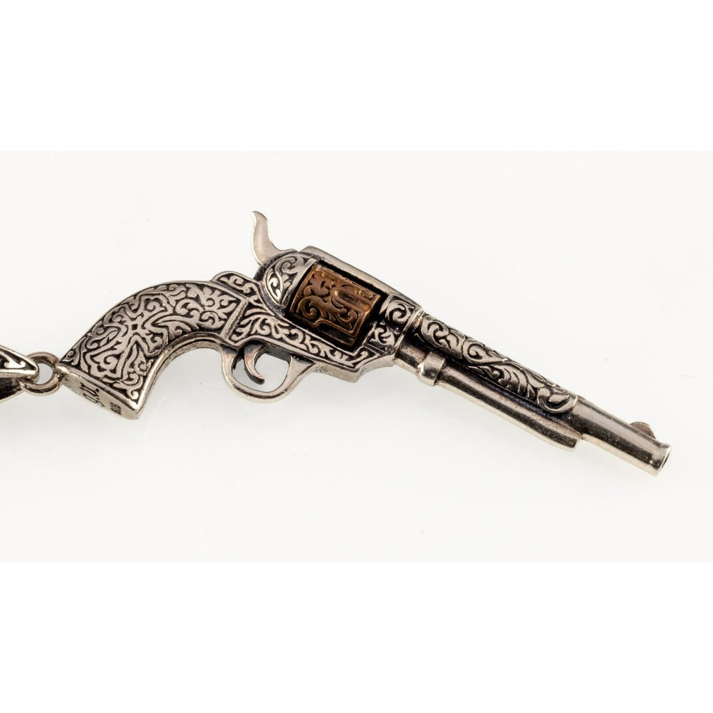 Unique Sterling Silver Pistol Revolver Pendant with 22" Silver Chain