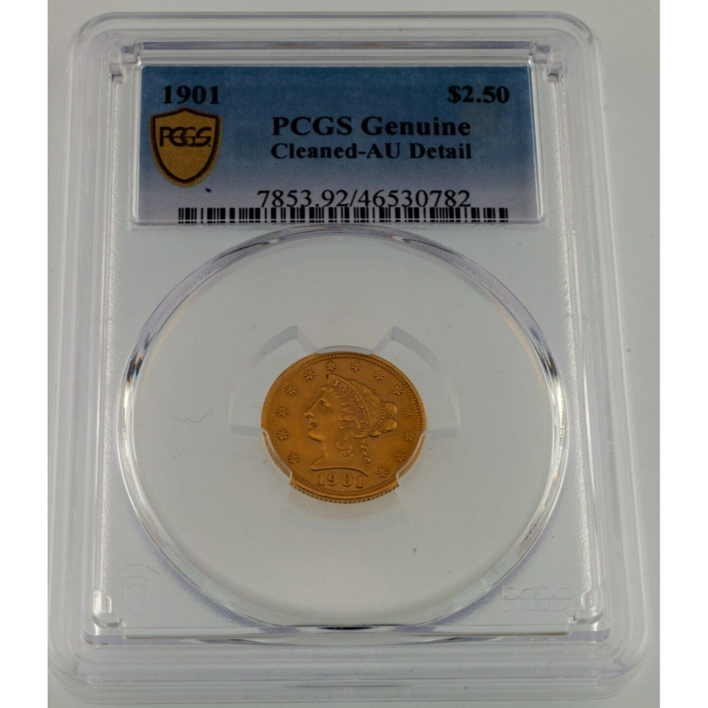 1901 Gold Liberty $2.50 Quarter Eagle Graded by PCGS as AU Details