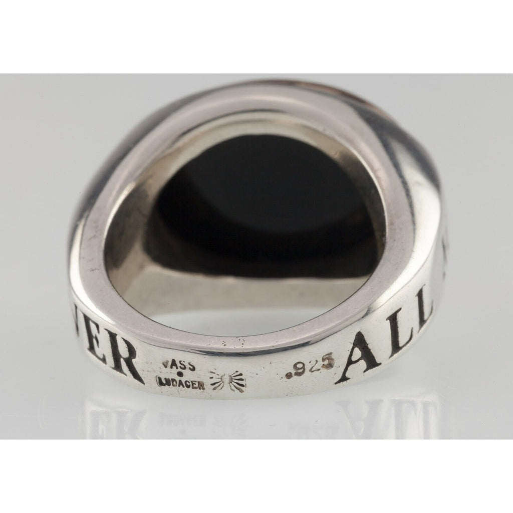 Stunning Vass Ludacer "ALL MY LOVE" Onyx & Two Tone Sterling Signet Ring SZ 9