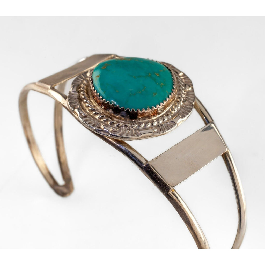 Navajo Turquoise Sterling Silver Cuff Bracelet by Bobby Etsitty