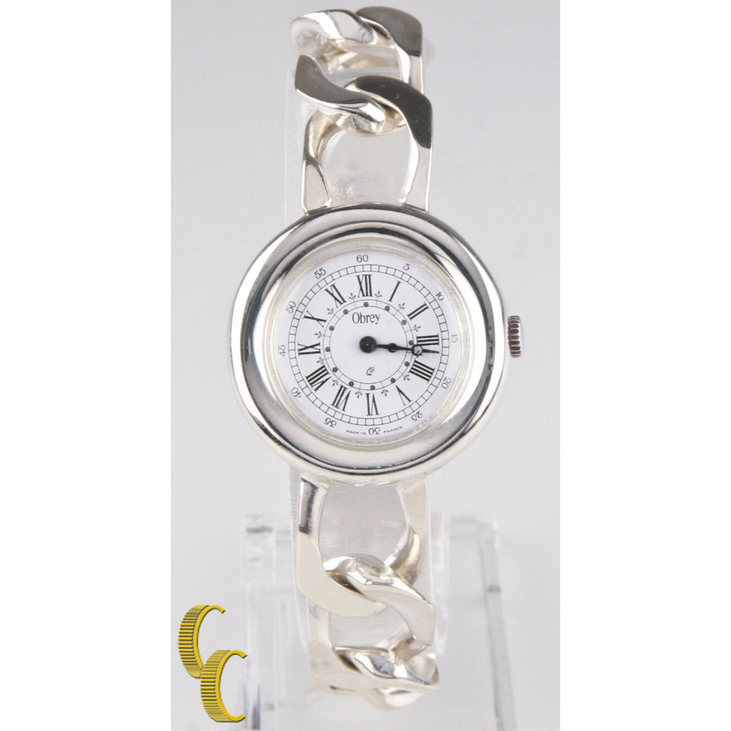 Obrey Solid Silver Women's Quartz Round Watch w/ Silver Link Band