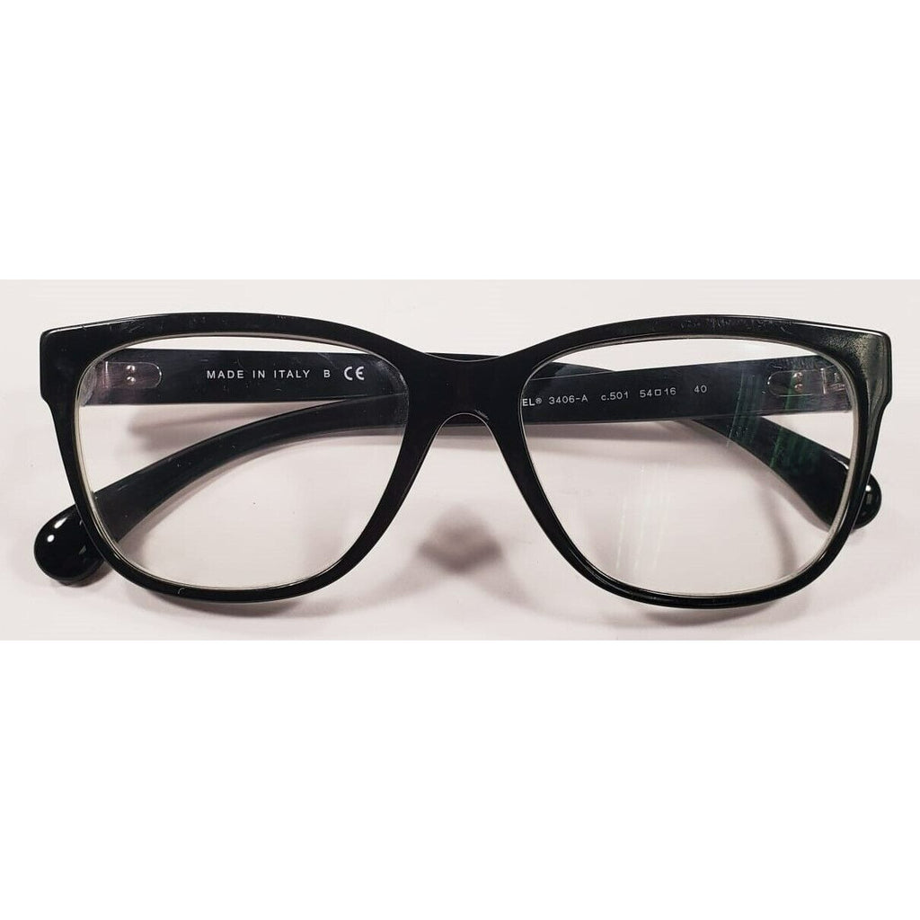 Chanel Black Lacquer Prescription Glasses 3406-A Nice Condition!