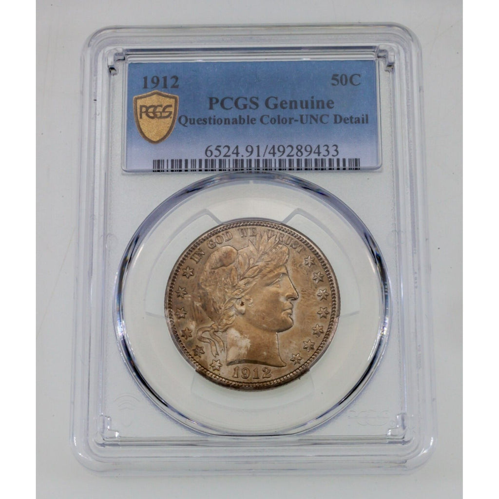 1912 50C Barber Half Dollar Graded by PCGS as UNC Detail Incredible Strike!